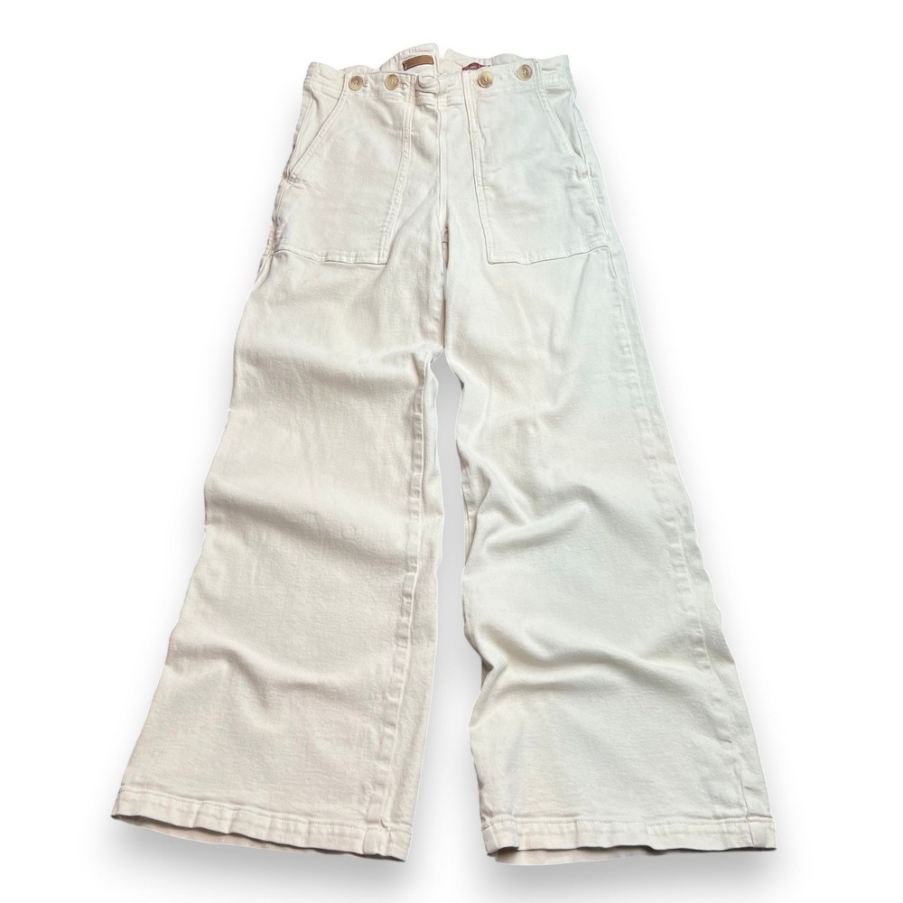 Pilcro Anthropologie High Rise Wide Leg Sailor Pants Womens 28 Off White Cream